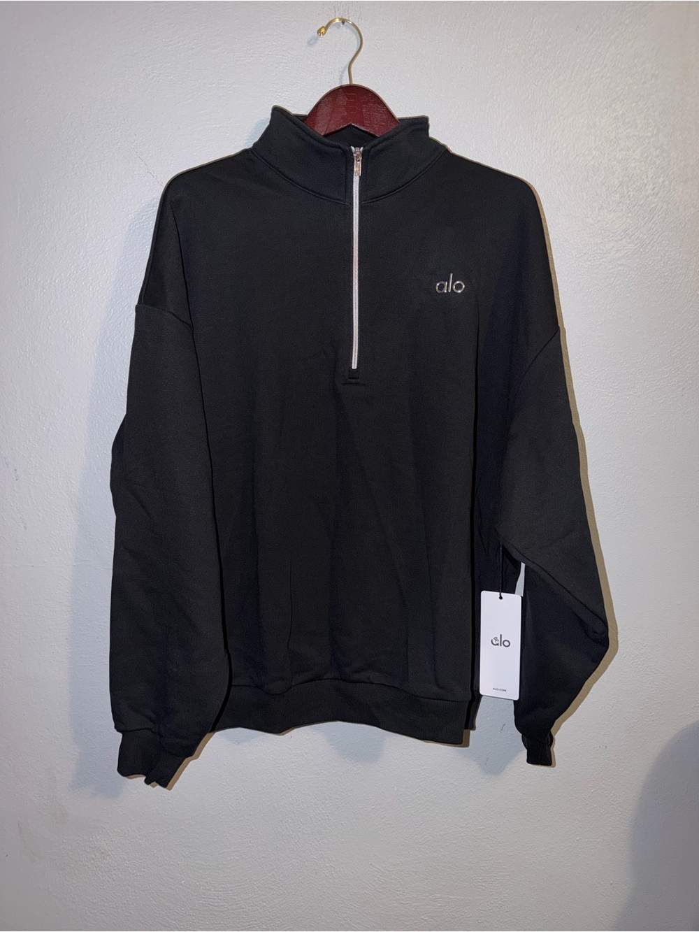 ALO Yoga Black Half-Zip Pullover Sweatshirt - Picture 2 of 6